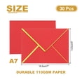thumbnail image 2 of Uxcell 30 Pack A7 Envelopes, 5x7 Card V Flap Envelope Valentine Envelopes with Gold Border for Office Wedding Card Invitations Graduation Party Gift, Red, 2 of 8