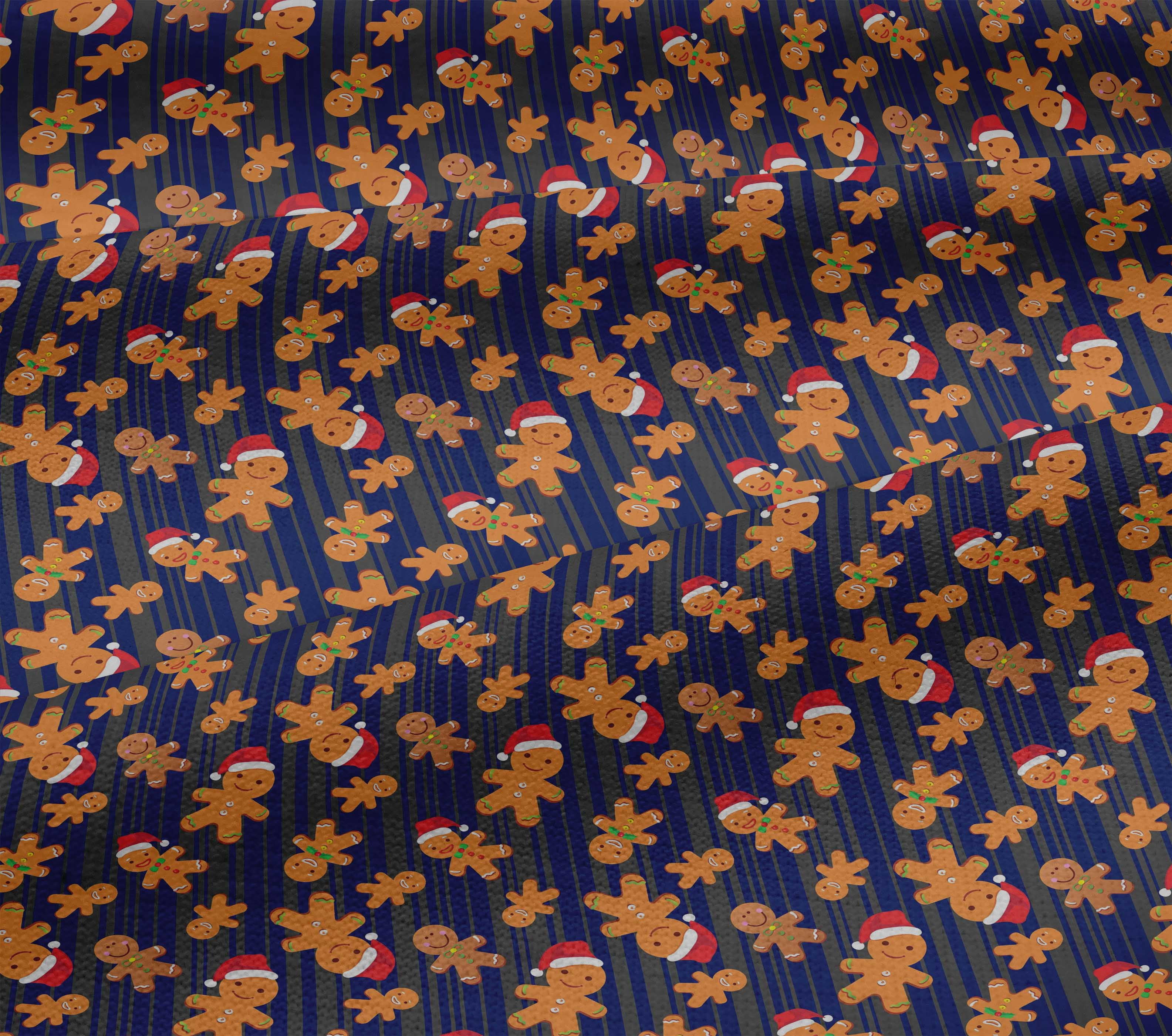 oneOone Cotton Jersey Indigo Blue Fabric Christmas Sewing Material Print Fabric By The Yard 58 Inch Wide