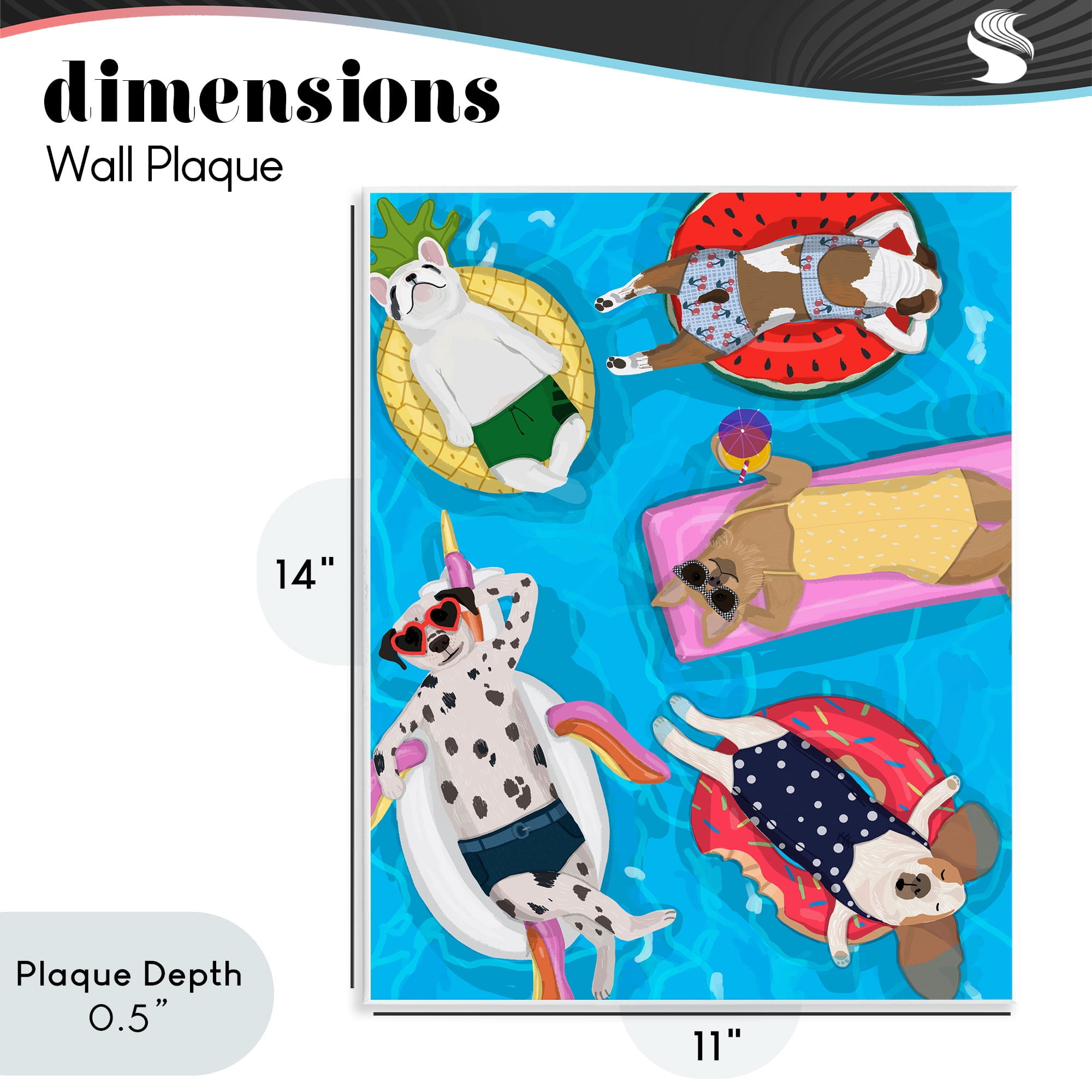 Stupell Industries Summer Sunbathing Dogs Wall Plaque Art, design by Hanna Melin