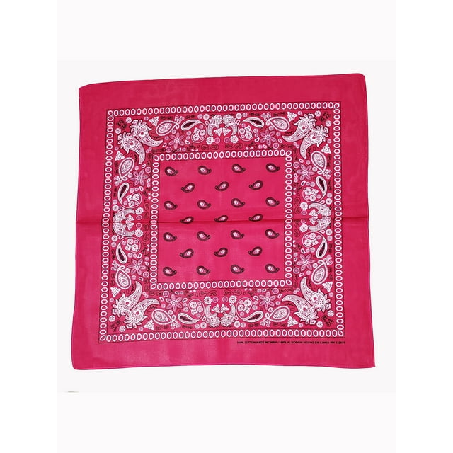 Cowboy Cotton Bandana Scarf Paisley Solid, Paisley Fuchsia