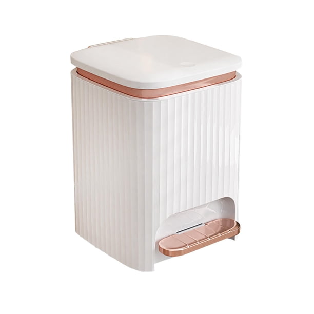 Cubo de basura para cocina con pedal y tapa a presión, cubo de basura doméstico, cocina Blanco 9L
