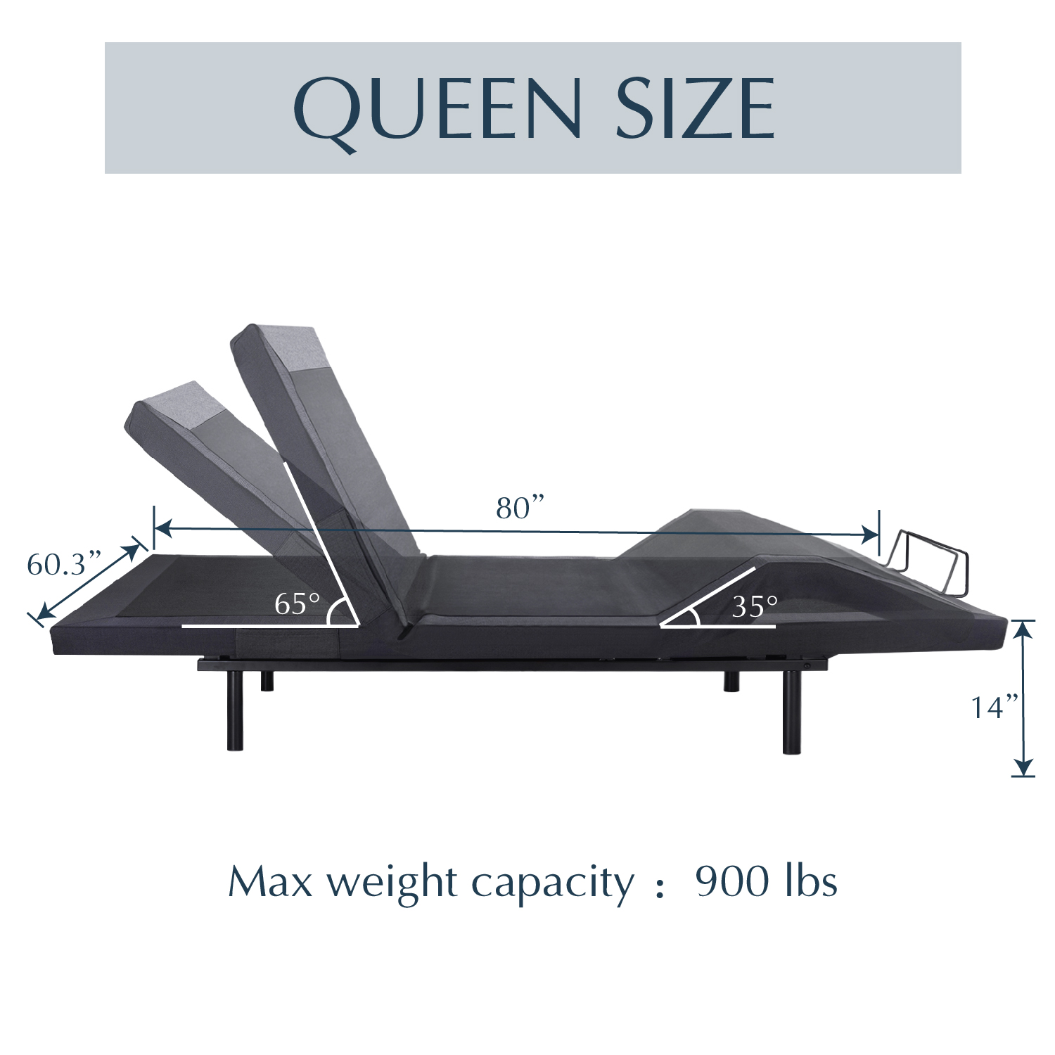 Sha Cerlin Upholstered Queen Size Ergonomic Electric Adjustable Bed Base Frame with Upgraded Motor 2.0, Wireless Remote Control, Independent Head & Foot Incline