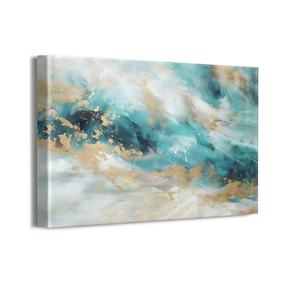 Abstract Blue Yellow Turquoise Wall Pictures Modern Bathroom Decor for Office Bedroom Kitchen Dining Room 18x12 Inch