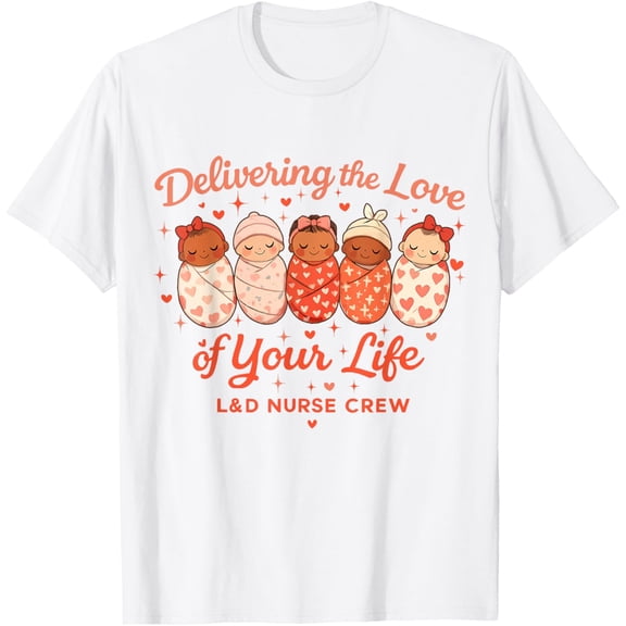 Cute Labor Delivery Nurse Crew Heart Graphic Valentines Day T-Shirt TShirt