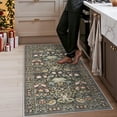 thumbnail image 5 of 3x6 Washable Hallway Area Rugs: Vintage Floral Entryway Kitchen Runner Rug Ultra Soft Anti-slip Beside Carpet Indoor Farmhouse Floor Mat For Bathroom Living Room Bedroom Durable Doormat(3x6 Green), 5 of 7