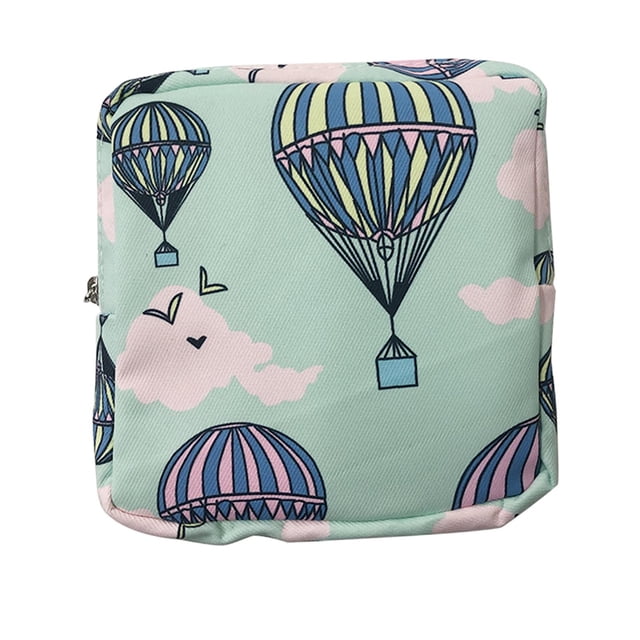 Bolsa portátil para guardar toallas sanitarias y porta toallas sanitarias. globo verde