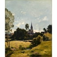 thumbnail image 3 of Henri-Joseph Harpignies 12x14 Black Modern Framed Museum Art Print Titled - The Village Church (1891), 3 of 5