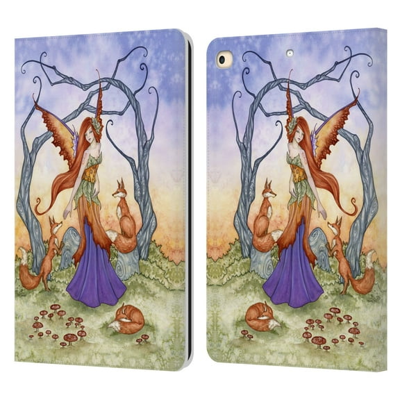 Head Case Designs Officially Licensed Amy Brown Lovely Fairies Foxy Fairy Leather Book Wallet Case Cover Compatible with Apple iPad 9.7 2017 / iPad 9.7 2018