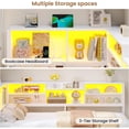 thumbnail image 6 of Aunfebrco Full Corner Bed Frame with 2 Drawers & Bookcase Storage, Full Size Daybed with Charging Station and Led Lights, Metal Platform Bed Frame for Living Room Bedroom, White, 6 of 9