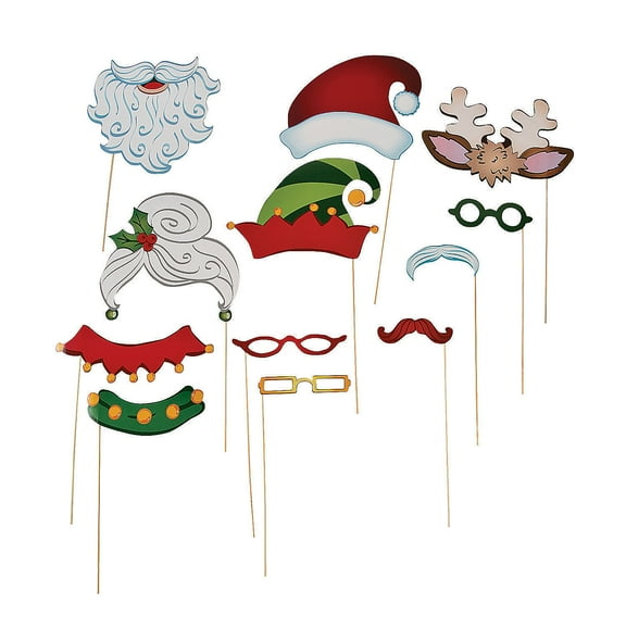 Santa & Elf Stick Costume Props - Party Favors - 12 Pieces