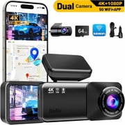 Yezivo 4K+1080P Dash Cam, Front and Rear Dash Camera for Cars 170°Wide Angle Dashboard Cameras, Super Night Vision, G-Sensor, Loop Recording