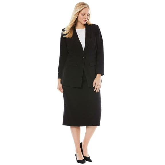 Jessica London Women's Plus Size Two Piece Single Breasted Jacket Skirt Suit Set