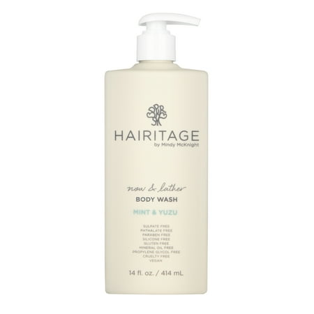 Hairitage Now & Lather Mint & Yuzu Scented Body Wash for all genders & all skin types, 14 fl oz.