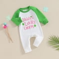 thumbnail image 2 of Bagilaanoe Newborn Baby Girl Spring Jumpsuit Letters Print Long Sleeve Bodysuit 3M 6M 12M 18M Infant Casual One Piece Romper, 2 of 7