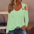 thumbnail image 2 of Yuyuzo Womens Tunic Tops Cold Shoulder Long Sleeve Shirts Loose Solid Color Lightweight Tee Tops, 2 of 5