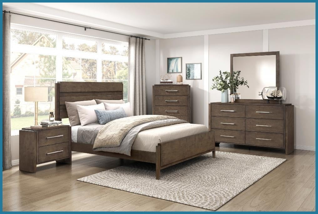 Eastern King Size Solid Rubberwood Panel Bed Frame Dark Walnut Finish for Master Bedroom