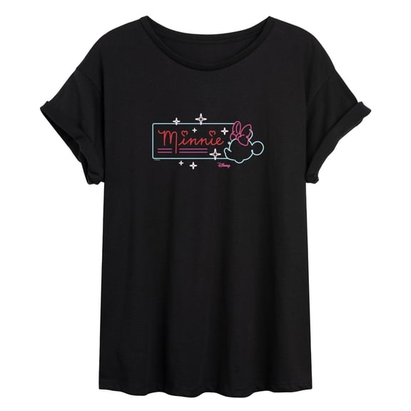 Disney - Minnie Mouse - Neon Minnie Sign - Juniors Ideal Flowy Muscle T-Shirt