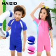 thumbnail image 2 of Xmarks Boys and Girls One Piece Rash Guard Swimsuit Kid Swimwear Bathing Suits Sun Suit Short UPF 50+ Sun Protection Pink 13-14Y, 2 of 10