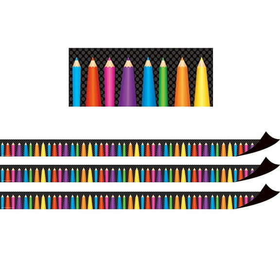 Teacher Created Resources Magnetic Borders, Colored Pencils, 24 Feet Per Pack, 3 Packs