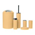 thumbnail image 1 of Juego de accesorios de baño de 6 piezas con diseño moderno, jabonera, escobilla de inodoro, jabón Morandi Amarillo, 1 of 9