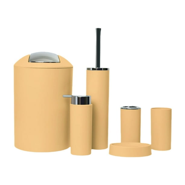 Juego de accesorios de baño de 6 piezas con diseño moderno, jabonera, escobilla de inodoro, jabón Morandi Amarillo