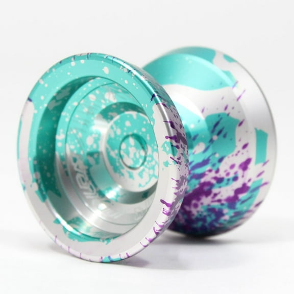 C3yoyodesign Breakout Yo-Yo - Monometal H-Shaped YoYo (Silver Light Blue Purple Splash)