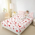 thumbnail image 4 of Manfei Graffiti Hearts Loves Twin Sheet Sets,Valentine Gift Twin Fitted Sheet,Red White Flat Sheet For Girls Kids,Luxury Bedroom Decor,3pcs, 4 of 7