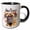 Black/White, variant on 3drose, Autumn Leaves Float Around a Cute Mastiff Dog for Thanksgiving Fun, 11oz Two-tone Yellow Mug