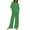 Green plus size 2 piece outfits a1, variant on Cagogo Women Plus Size 2 Piece Short Sleeve T Shirt Set Casual Wide Leg Pants Lounge Outfits Solid Round Neck Tops Comfy Summer Cruise Airport Travel Clothes, Green S