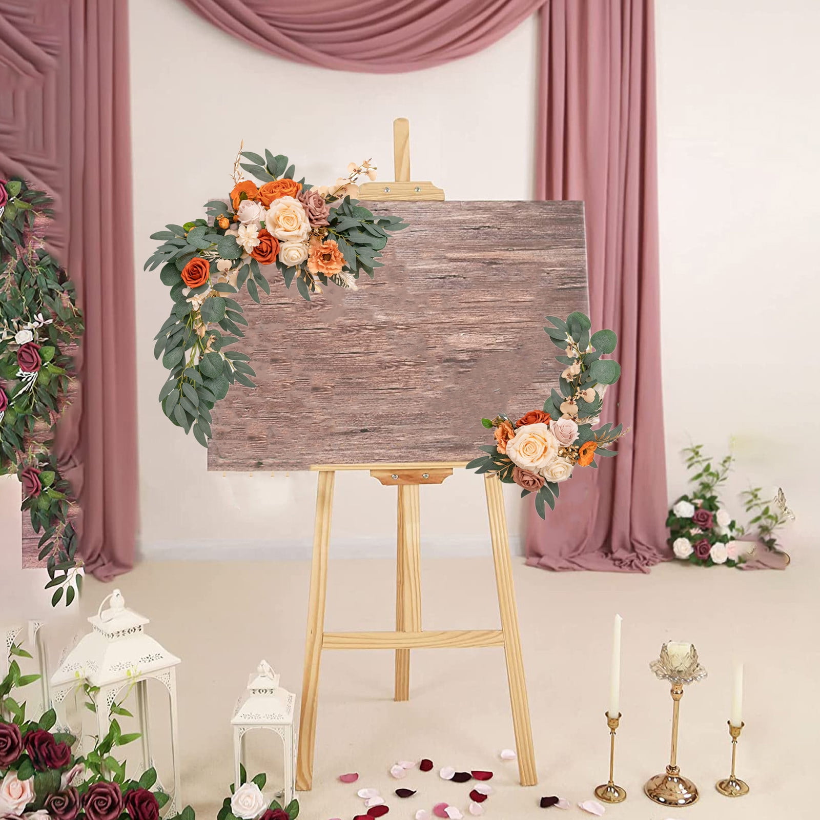 Roiihwy Artificial Flowers for Outdoor 19.68X9.84X3.14 Inches, Artificial Plants & Flowers Be Suited to Banquet, Party, Reception Entrance Wedding Arch and Background Decoration