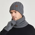 thumbnail image 3 of Njoeus 3 Piece Winter Hat Scarf & Gloves Set for Men Women, Knit Slouchy Beanie Hat & Neck Warmer & Gloves, 3 of 3
