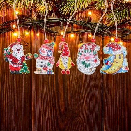 

Goory Christmas Diamond Art Ornaments Socks Xmas Kits Santa Claus Crafts Rhinestone Pendant DIY Present Decor Tree Smart Hanging Holiday Style-D
