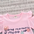 thumbnail image 5 of Mifsaly Toddler Girls 2 Piece Summer Outfits Cold Shoulder Short Sleeve Graphic T-Shirts with Appliques and Floral Shorts, 5 of 7