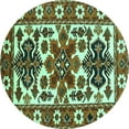 thumbnail image 1 of Ahgly Company Machine Washable Indoor Round Persian Turquoise Blue Traditional Area Rugs, 3' Round, 1 of 4