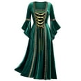 thumbnail image 6 of Yeahdor Womens Medieval Victoria Queen Princess Formal Dress Halloween Carnival Court Cosplay Costume Velvet Dress Green XL, 6 of 7