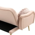 thumbnail image 6 of 64.9 Inch Convertible Loveseat Sofa, Modern Velvet Sofa with Adjustable Backrest and 2 Bolster Pillows, Upholstered  2-Seater Armrest Bench Sofa for Living Room, Apartment, Home Office, Pink, 6 of 7
