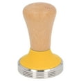 thumbnail image 2 of Prensa de café de madera de grado alimenticio, resistente a la corrosión, fácil de limpiar, prensa de café resistente con mango ergonómico para baristas, color amarillo, 58 mm/2,3 pulgadas, 2 of 14