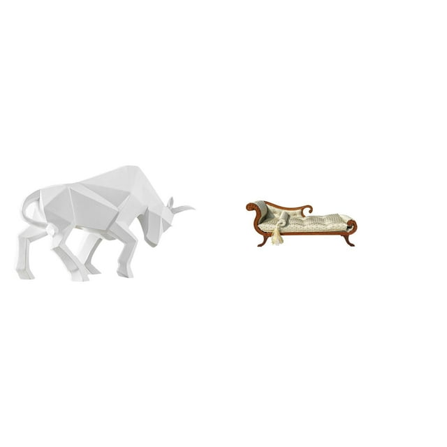 Escultura Moderna De Toro En Resina Y Sofá Cama En Miniatura De Madera. Accesorios Para Bricolaje. Figura Abstracta Coleccionable Para La Entrada, Mesa, Escritorio, Estante O Decoración De La