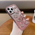 thumbnail image 6 of for iPhone 15 6.1" Bling Case Women Girls Luxury Gradient Glitter Paper + Clear Back Case Diamond Sparkle 3D Butterflies Pattern Shockproof Plating Phone Cover for iPhone 15, Pink, 6 of 9