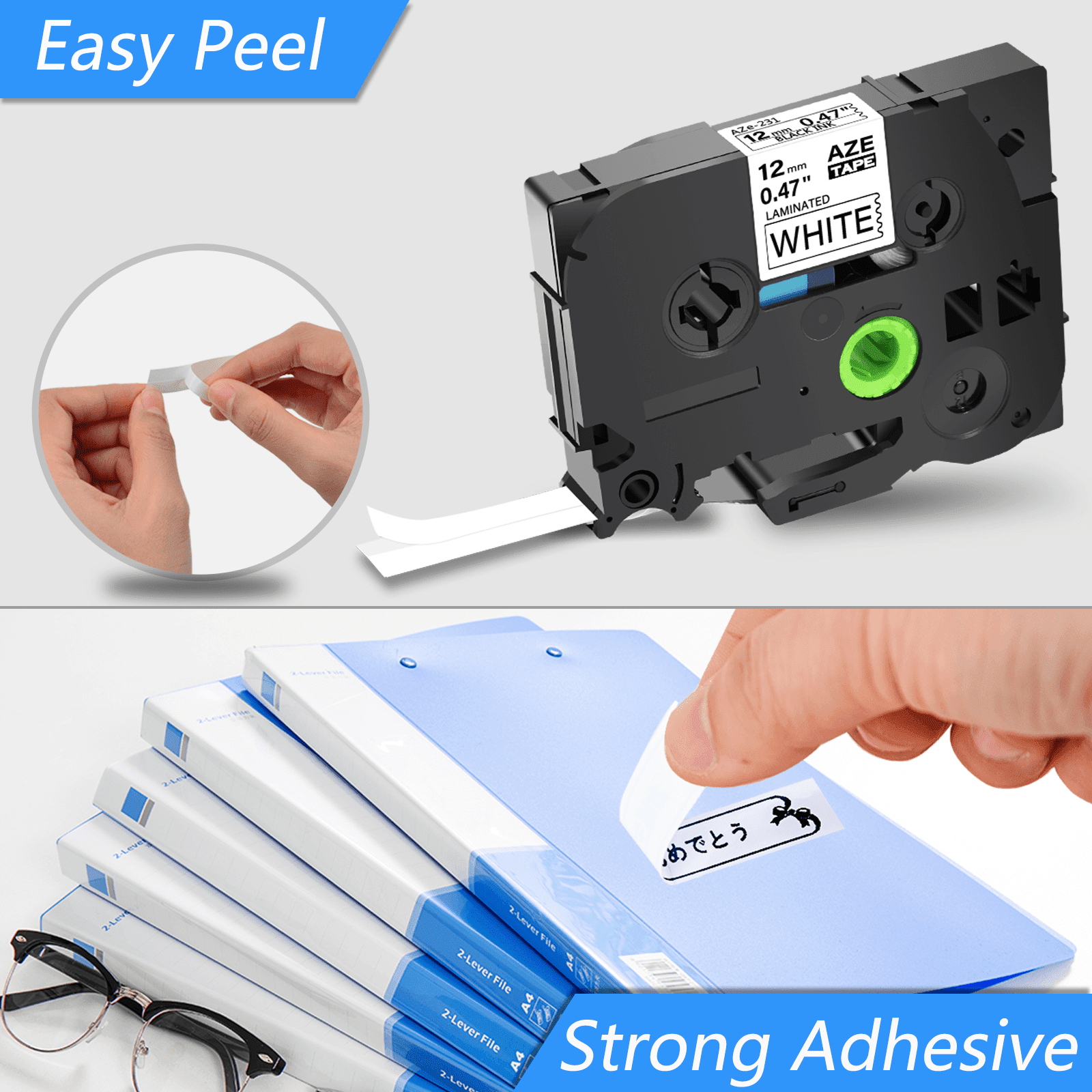 GREENCYCLE 10 Pack Compatible for Brother P-touch TZe-231 TZe231 TZ-231 TZ231 0.47'' 12mm Black on White Label Maker Tape for PT-D210 PT-H110 PT-D400 PT-D600