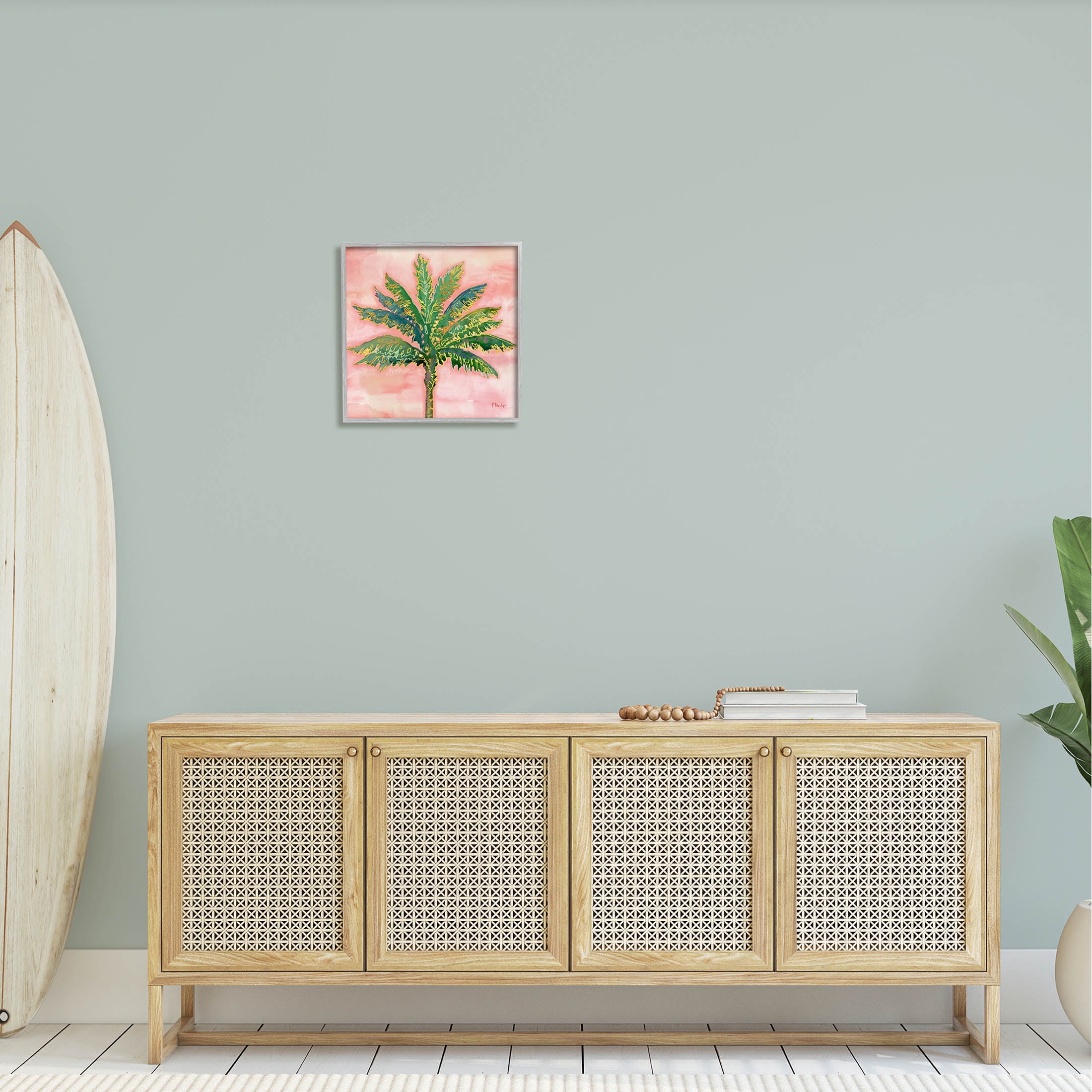 Sunset Palm Tree Glam Detail Botanical & Floral Graphic Art Gray Framed Art Print Wall Art