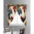 thumbnail image 3 of Rooster Swag Valances for Windows, Vintage Rustic Farmhouse Style Oil Painting Rod Pocket Sheer Valances for Large Windows, Swag Toppers Light Filtering for Kitchen Living Room 2 Panels 36''x63'', 3 of 6