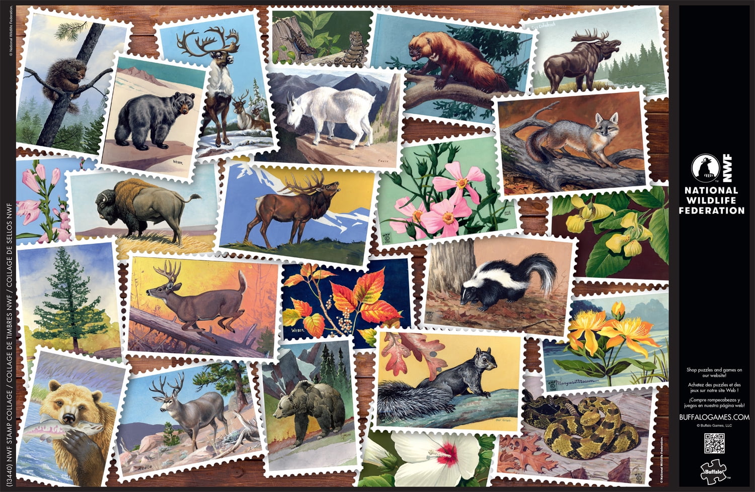 Buffalo Games National Wildlife Federation Stamp Collage 1000-Piece 26.75 x 19.75-inch Interlocking Jigsaw Puzzle for Adults Ages 14+