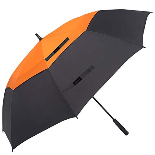 Doubwell golf umbrella large size 68 inches air vent double canopy windproof automatic straight rain umbrellas (orange/black)
