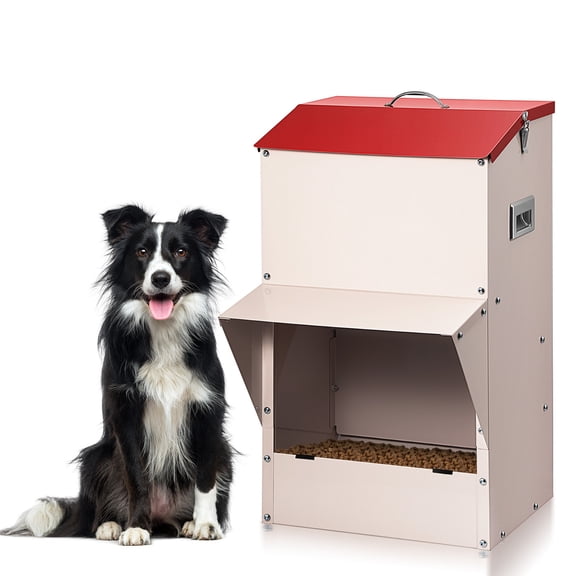 Yonopro Galvanized Automatic Dog Feeder Large Breed Dog Food Dispenser for Large Dogs, 50lbs Weather-Resistant Outdoor Pets Feeder Gravity Food Feeder