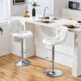 thumbnail image 3 of Topeakmart 2pcs Adjustable PU Leather Swivel Bar Stools with Backrest, White, 3 of 7