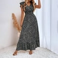 thumbnail image 6 of snowsong Maxi Dress,Easter Dress Women Maxi Dress For Women Ruffle Sleeve Beach Long Sundress Boho Summer Casual Floral Dress Floral Dress,Elegant Dresses,Work Dresses Black Dress M, 6 of 9