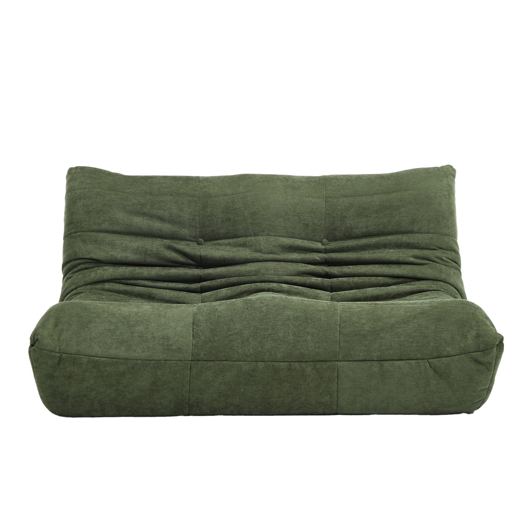 MOONMISS 53.14" Chenille Upholstered Oversized Lazy Sofa, 2-Seater Floor Sofan Deep Seat Floor Bean Bag Loveseat for Cozy Home Decor, Green