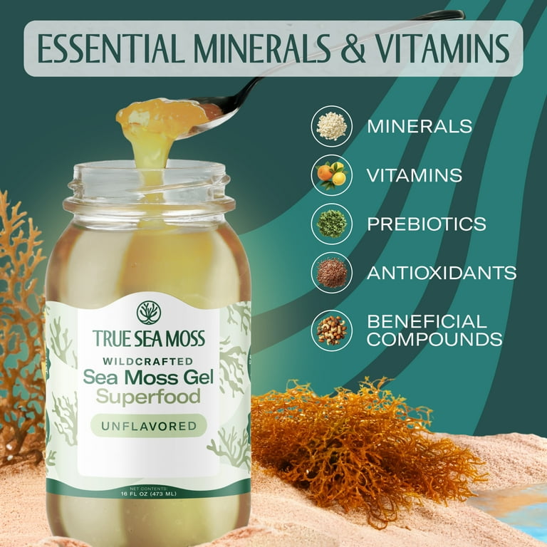 TrueSeaMoss Wildcrafted Irish Sea Moss Gel 16 oz Raw Superfood for