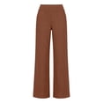 thumbnail image 3 of Aoiroe Womens High Waist Casual Pants Straight Leg Vacation Comfy Lounge Pocket Linen Trousers Coffee 3XL, 3 of 8